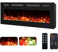 Chimenea Eléctrica de Pared Weka Fireplace WiFi, Ultrafina - 7,5 cm, Vidrio Templado, Sin Humo, Control Remoto y Pantalla Táctil, Calefacción 750/1500W, 13 Colores de Llama (107 cm App New)