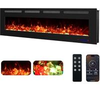 Chimenea Eléctrica de Pared Weka Fireplace WiFi, Ultrafina - 7,5 cm, Vidrio Templado, Sin Humo, Control Remoto y Pantalla Táctil, Calefacción 750/1500W, 13 Colores de Llama (152 cm App New)