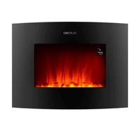 Chimenea eléctrica decorativa de 22” con potencia máxima de 2000 W. Dos intensidades 1000 W y 2000 W. Control por Wi-Fi. Mando a distancia. Panel curvo de vidrio templado.