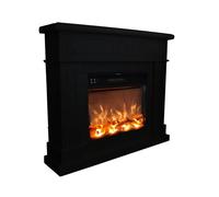 Chimenea eléctrica fuego roberta negro: elegante diseño con marco de mdf negro y llama ultra realista de 1500w. equipada con mando a distancia, encaja perfectamente en cualquier ambiente, hogar, ofici