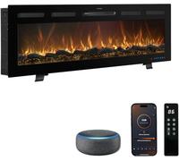 Chimenea Eléctrica Galaxy Pro con WiFi, Alexa y Google Home | Empotrar, Pared o de Pie | 750/1500W | 13 Colores Llama LED | 5 Niveles de Brillo | Sonido Crepitante | Sin Humo | Termostato | 127 cm