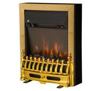 Chimenea eléctrica HOMCOM con efecto de llama estilo neo-Retro, termostato, 1000 W, negro dorado Negro