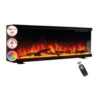 KAMINIO Chimenea eléctrica LEA: Chimenea eléctrica 3 en 1 con vista panorámica, calefacción, efecto de llama 3D, 12 colores de llama y control remoto. - 42 pulgadas