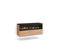 Skraut Home - Chimenea eléctrica LED efecto 3d - Sin Calor - 102x45x35cm - 1 Hueco, 1 Puerta - Colgado, Suspendido OAK/BLACK