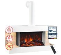 Kaminio eléctrica chimenea liz con tubo de chimenea - chimenea de pared con calefacción, efecto de llama 3d, luz ambiental led, control remoto - blanco