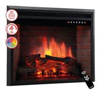 KAMINIO® Luca Pro 30 Chimenea eléctrica empotrable con Calefactor | Chimenea empotrada decorativa con efecto fuego LED en 12 colores, termostato, temporizador y mando a distancia, negro