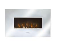 Chimenea eléctrica mural 2kW en cristal templado con efecto espejo Purline CHE-450 Silver
