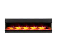 Chimenea Eléctrica Mural Multimedia Moderna Negra de 60" con Leños y Cristales Decorativos - Luxe - ECOSO de Hudson Reed