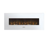 Chimenea Eléctrica Panorámica con luz LED ambiental y panel frontal blanco Purline CHE-505 White