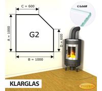 Chimenea Placa de fondo cristal Spark protector Horno Vidrio inferior -G2