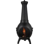 Chiminea: Hoguera para exteriores con parrilla y revestimiento para la chimenea