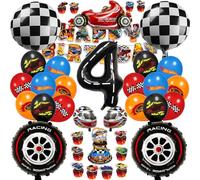 Chingcoo 54 Piezas Hot Wheels 4 Años, Decoración para Fiestas y Juegos de Niño, Globos Temáticos Cars