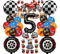 Chingcoo 54 Piezas Hot Wheels ¡Cumpleaños 5 Años ¡Niño, Decoración para Fiestas y Juegos Cars Niño