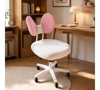 Chiusuet Bonita silla giratoria de escritorio rosa con ruedas, bonita y cómoda, pequeña, sin brazos, ajustable, para dormitorio, oficina en casa