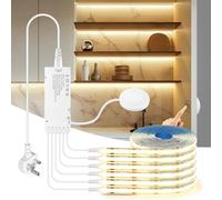 CHNMALITAI Tira de luces LED COB de 12 V, 6 unidades, 2 m, luz blanca cálida, con tacto y barrido manual, interruptor para armario, vitrina, iluminación de cocina (blanco cálido, 2 m)