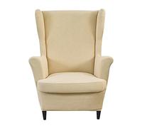 CHNSHOME Fundas de sillón orejero elástica 1 Plaza Funda para sillas de Orejas 2 Piezas Cubre Sillón orejero Fundas para sillones orejeros con Respaldo de alas Beige