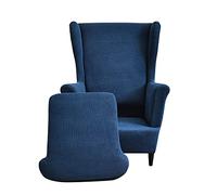 CHNSHOME Fundas de sillón orejero elástica 1 Plaza Funda para sillas de Orejas 2 Piezas Cubre Sillón orejero Fundas para sillones orejeros con Respaldo de alas Azul Marino
