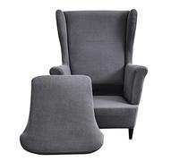 CHNSHOME Fundas de sillón orejero elástica 1 Plaza Funda para sillas de Orejas 2 Piezas Cubre Sillón orejero Fundas para sillones orejeros con Respaldo de alas Gris Oscuro