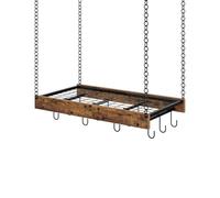 CHOEZON Colgador de Ollas, Soporte para Sartenes Suspendido del Techo, Estante de Cocina, Estilo Industrial, 12 Ganchos, Almacenamiento de Utensilios, Negro y Marrón Rústico DTPR01BF