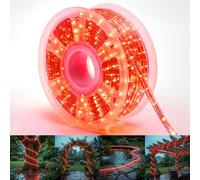 CHORLED - Cuerda de luces LED impermeables, conectables y flexibles con 8 modos, iluminación exterior para terraza, jardín, piscina, patio y decoración de Navidad (rojo, 100 pies)