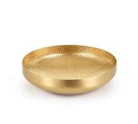 Chosertory Profundo Fuente Bol Bandeja de Acero Inoxidable con Diseño Martillado Que Refleja la Luz Estable y Apto para Ensaladas O Platos Calientes Adecuado, Dorado, 28CM