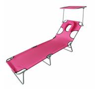 Chosertory Tumbona Plegable Portátil con Respaldo Inclinable Marco Resistente Plegado Rápido y Transporte Sencillo Indicada para Descansar al Aire Libre Turismo Pesca al Aire Libre, Rojo Rosado
