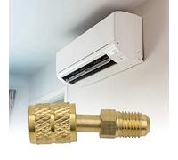 Chrees Adaptador de Latón Conector de Latón R410 1/4 SAE Macho a 5/16 Hembra SAE Junta Antirretorno de Baja Pérdida para Aire Acondicionado Mini Split HVAC