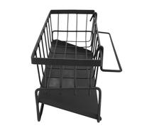 Chrees Soporte para Esponja para Fregadero de Cocina, Organizador de Esponja para Fregadero, Carrito de de Acero Al Carbono, Estante Desmontable de 2 Compartimentos, Varilla (Negro)