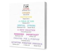 Christian Affirmation Poster I Am Bible Verse Inspirational Wall Art God Says Positive Declarations for Bedroom Nursery or Sunday School(Framed,16x24inch(40x60cm))