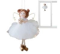 Christmas Angel Girl - Decoración de tela 5.51 | colgante de tela - Niña de ángel con alas doradas con falda de tul perfecta para el hogar del árbol de Navidad en el dormitorio, la cafetería o