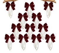 Christmas Bows For Tree 12 Pieces Velvet Burgundy And A Soft Decoration