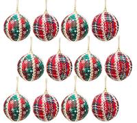 Christmas Concepts® Pack of 12 - Adornos navideños de tartán Tradicional de 8cm (3.2") - Decoraciones navideñas de Lujo