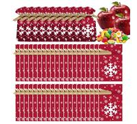 Christmas Drawstring Bags - 50 Pack Festive Gift Pouches for Holiday Parties Wrapping | Reusable Fabric Goody Bags, Santa Snowflake Design, Easy Closure for Family Friends Adults, 15x23cm Multicolor