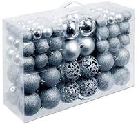 Christmas gifts - Set de 100 Bolas de Navidad - Decoración - Irrompible - Interior y Exterior - Plástico - Ø3/4/6 cm - Mate, Brillante, Brillante y Abierta - Plata