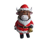 Christmas Highland Cow Figurine, Highlands Cattle Holidays Statue, Resin Sculpture Ornament, Scottish Table Decoration, Festive Holiday Centerpiece Accessory for Home, Shelf, Mesa, Display