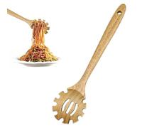 CHSEROK Accesorio para Pasta 33 cm, Cuchara para Espaguetis de Madera de Acacia, Cuchara Dentado, Servidor de Pasta con Función de Colgar, para Fideos, Huevos y Empanadillas