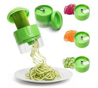 CHSEROK Espiralizador de Verduras 3-en-1, Verde Cortador en Espiral | Espaguetis Calabacin Maquina Multifuncional, Cortador de Verdura Con Perilla Ajustable, para Pepinos, Patatas, Rábanos