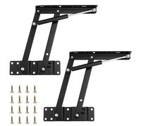 CHUEHKAK 2 bisagras para muebles con mecanismo de elevación para mesa de café, neumático, elevador, bisagra de resorte elevador plegable, para mesa de café, con 16 tornillos, color negro