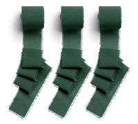 CHUQING Cinta de Gasa para Regalos y Bodas Verde Botella | Pack de 3 Rollos de Cinta de Gasa 2,5 cm x 6,3 m Suave y Ligera para Regalos, Bodas y Decoración