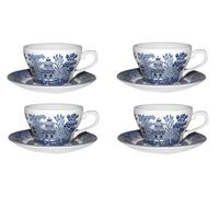 Churchill Blue Wollow - Juego de 4 tazas de té y 4 platillos