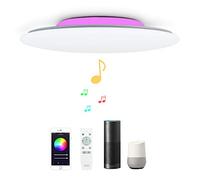 chysongoods 36W Φ40cm Plafón Led Lampara Techo Led Compatible Con WIFI Amazon Alexa Google Assinstant y Con Bluetooth Altavoz y Mando Luz Musica Regulable Cambia De Color Para Dormitorio Salon