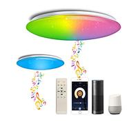 chysongoods 55W Φ50cm Plafón De Techo LED Compatible Con Alexa Google Assistant Altavoz Bluetooth WIFI Musica Mando RGB Regulable Cambia De Color Para Dormitorio Juvenil Niños Cocina Salon