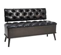 CIADAZ Banco de almacenaje con Respaldo Cuero sintético Negro 110 cm, Baul Almacenaje Dormitorio, Banco Pie De Cama, Baul con Asiento