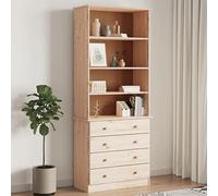 CIADAZ Librería con cajones Alta Madera Maciza de Pino 77x35x186,5 cm, Estanteria Libros, Estanterias Almacenaje, Organizador Juguetes, Libreria Estanteria, Mueble Habitacion
