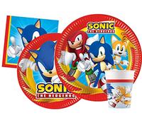 Ciao AZ036 - Juego de vajilla para fiesta Sonic The Hedgehog People (112 piezas de 23 cm de diámetro, platos de 20 cm de diámetro, 24 tazas, 40 servilletas), personaje (sin especificar)