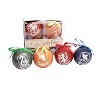 Ciao Juego de 4 bolas de árbol de Navidad con diseño de casas de Hogwarts de Harry Potter (8 cm de diámetro), con licencia oficial de Wizarding World, en caja de regalo, multicolor