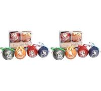 Ciao Juego de 4 Bolas de árbol de Navidad con diseño de Casas de Hogwarts de Harry Potter (8 cm de diámetro), con Licencia Oficial de Wizarding World, en Caja de Regalo, Multicolor (Paquete de 2)