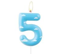 Cielo azul 5º cumpleaños velas,nubes blancas número 5 vela para pastel,decoraciones de 5º cumpleaños para niños y niñas,decoraciones juguete temáticas fiesta de historia pastel de granja para
