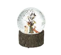 Cielo enva animales del bosque escena musical globo de nieve sobre una base decorativa efecto madera