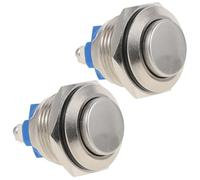 Ciieeo 2 Piezas Botón de Timbre Cobre Niquelado Plata para Puerta Botón Pulsador de Timbre Reinicio Automático y Luz LED Redondo Reemplazo Cable Fácil Instalación